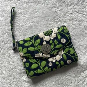 Vera Bradley Green and White Botanical Clutch Wristlet